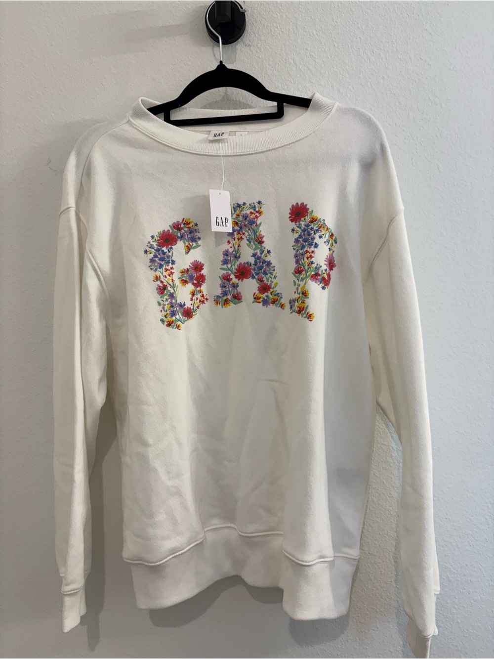GAP Cream Sweatshirt with Multicolor Floral Logo